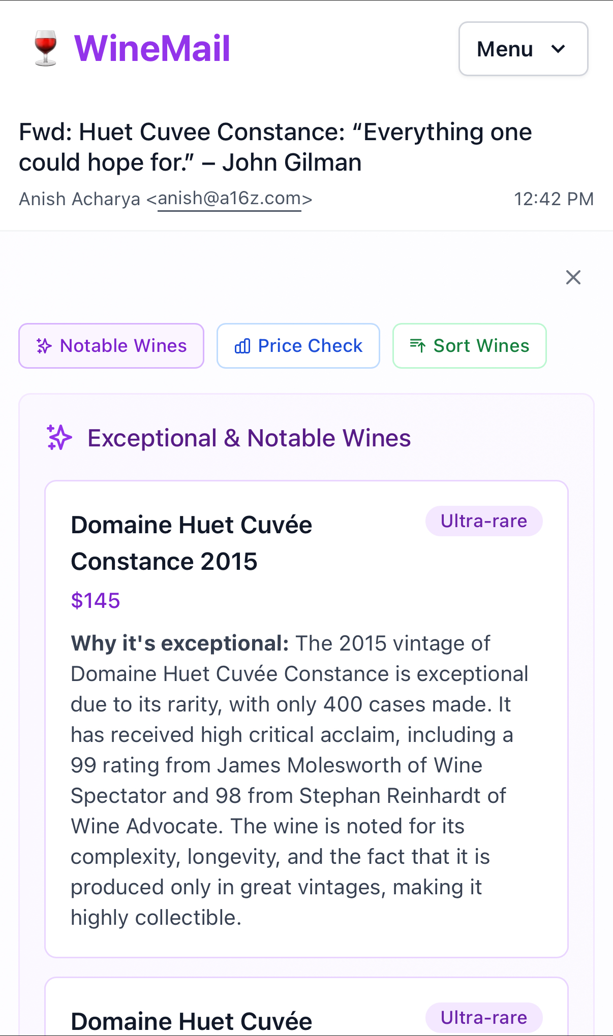 Wine Email Inbox Mobile