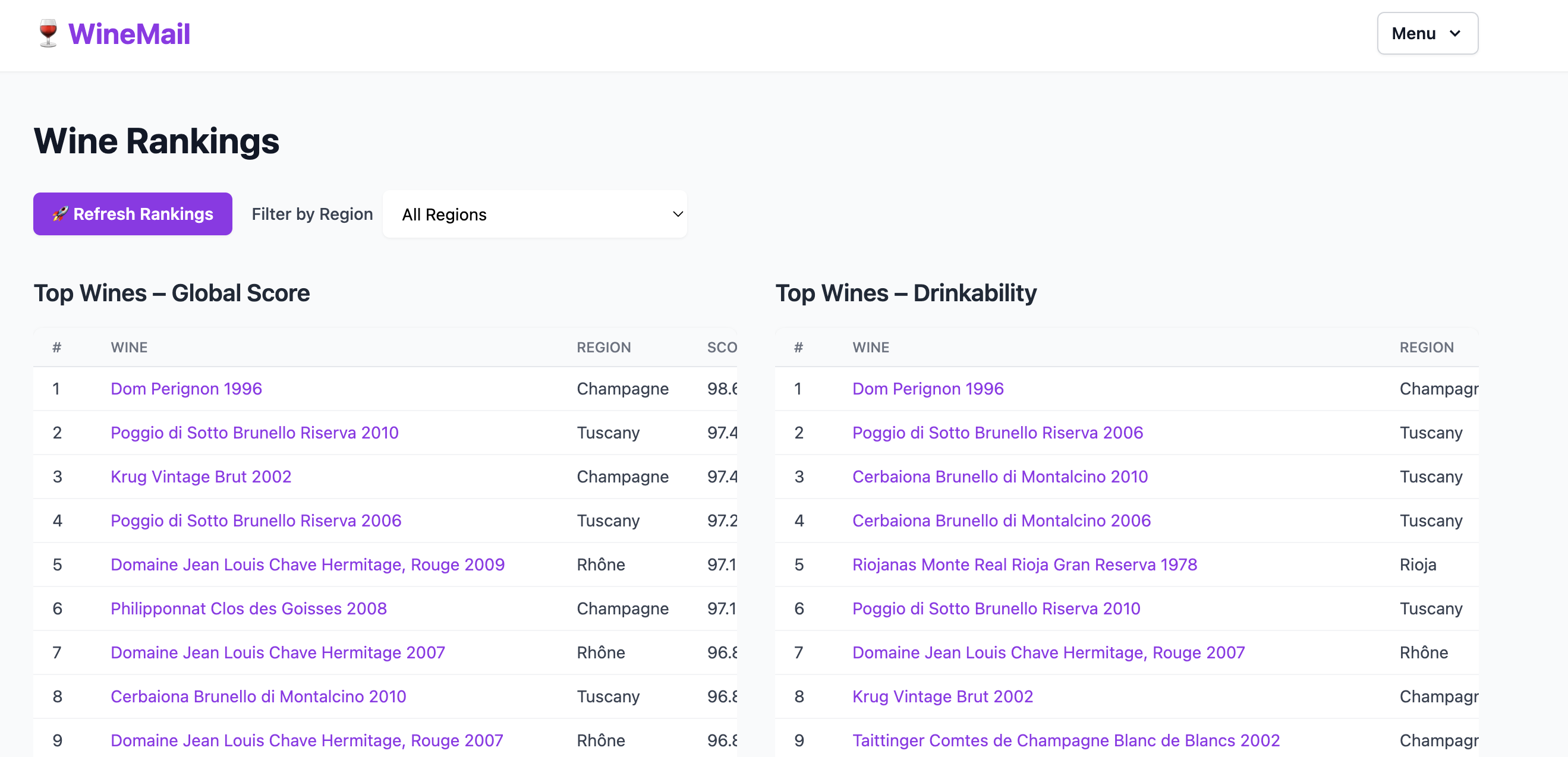 Wine Rankings Desktop