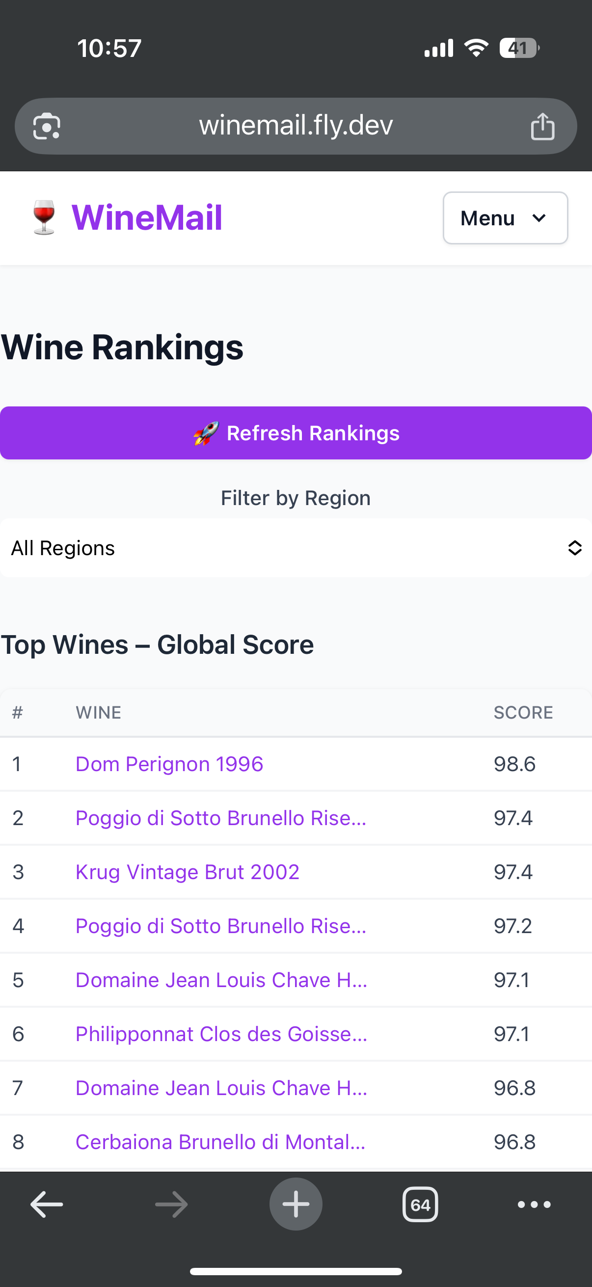 Wine Rankings Mobile